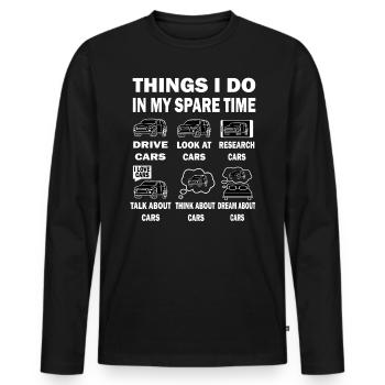 Ce que je fais pendant mon temps libre - T-shirt manches longues Premium bio Homme - noir - Devant - Nico (187cm)
