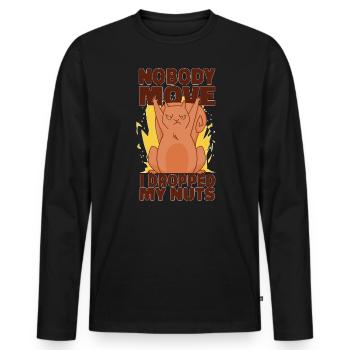 Keiner bewegt sich, ich lasse meine Nüsse fallen - Männer Premium Bio Langarmshirt - Schwarz - Vorne - Nico (187cm)