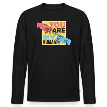 You are my human Valentine's Day love - Men's Premium Organic Long Sleeve Shirt - black - Front - Nico (187cm)