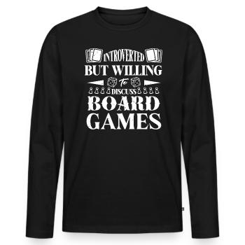 Ein Introvertierter diskutiert über Brettspiele - Männer Premium Bio Langarmshirt - Schwarz - Vorne - Nico (187cm)