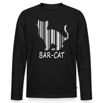 Bar à code-barres Chat Jeu de mots Chat Animal Humour Achat - T-shirt manches longues Premium bio Homme - noir - Devant - Nico (187cm)