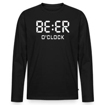 Beer O'Clock Friends Alcohol Gifts Watch Quote - Men's Premium Organic Long Sleeve Shirt - black - Front - Nico (187cm)