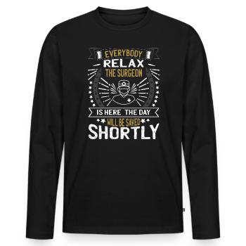 Alle Entspannen, Der Chirurg Ist Hier Arzt - Männer Premium Bio Langarmshirt - Schwarz - Vorne - Nico (187cm)