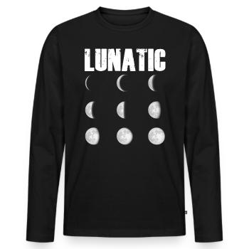 Satellites de corps céleste Phases de la Lune folle - T-shirt manches longues Premium bio Homme - noir - Devant - Nico (187cm)
