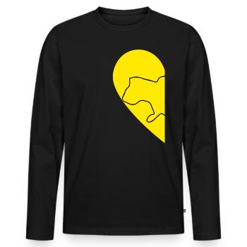 Carte des contours de l’Ukraine L’amour pour le couple Drapeau du cœur - T-shirt manches longues Premium bio Homme - noir - Devant - Nico (187cm)
