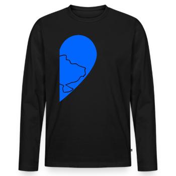 Ukraine Contour Map Love for the couple Heart Flag - Men's Premium Organic Long Sleeve Shirt - black - Front - Nico (187cm)