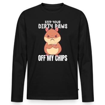 Pattes loin de mes jetons - T-shirt manches longues Premium bio Homme - noir - Devant - Nico (187cm)