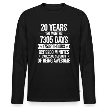 20 Years Genial Decoration Birthday Gift Funny - Men's Premium Organic Long Sleeve Shirt - black - Front - Nico (187cm)