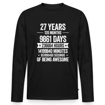 27 Years Genial Decoration Birthday Gift Funny - Men's Premium Organic Long Sleeve Shirt - black - Front - Nico (187cm)