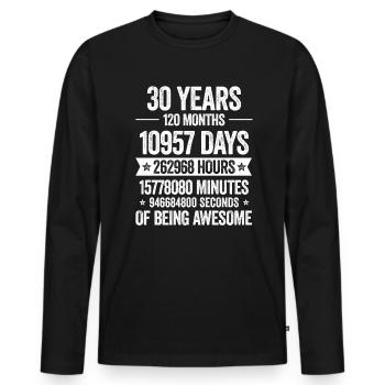 30 ans Décoration Géniale Cadeau d’anniversaire Drôle - T-shirt manches longues Premium bio Homme - noir - Devant - Nico (187cm)