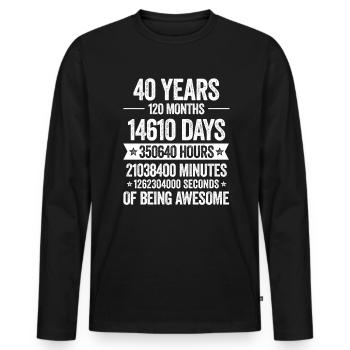 40 ans Décoration Géniale Cadeau d’anniversaire Drôle - T-shirt manches longues Premium bio Homme - noir - Devant - Nico (187cm)