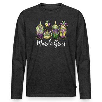 Mascarade des cocktails de vacances du Mardi Gras - T-shirt manches longues Premium bio Homme - anthracite chiné - Devant - Nico (187cm)