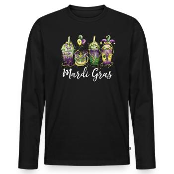 Mascarade des cocktails de vacances du Mardi Gras - T-shirt manches longues Premium bio Homme - noir - Devant - Nico (187cm)