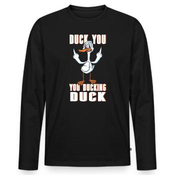 Ente Du Du Ente Duck Joke Prank - Men's Premium Organic Long Sleeve Shirt - black - Front - Nico (187cm)
