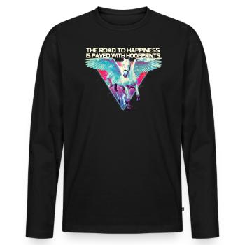 Der Weg Zum Glück Ist Mit Hufabdrücken Gepflastert - Männer Premium Bio Langarmshirt - Schwarz - Vorne - Nico (187cm)