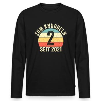 Geburtstag Junge Mädchen 2 Jahre Seit 2021 - Männer Premium Bio Langarmshirt - Schwarz - Vorne - Nico (187cm)