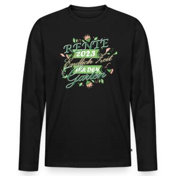 Rente 2023 Endlich Zeit Für Den Garten - Männer Premium Bio Langarmshirt - Schwarz - Vorne - Nico (187cm)