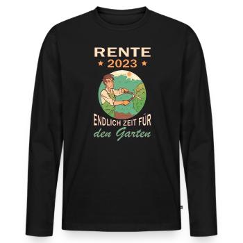Rente 2023 Endlich Zeit Für Den Garten - Männer Premium Bio Langarmshirt - Schwarz - Vorne - Nico (187cm)