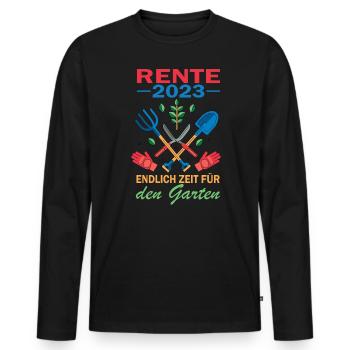 Rente 2023 Endlich Zeit Für Den Garten - Männer Premium Bio Langarmshirt - Schwarz - Vorne - Nico (187cm)