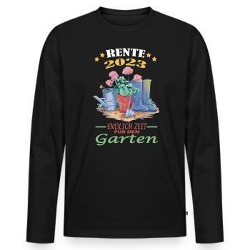 Rente 2023 Endlich Zeit Für Den Garten - Männer Premium Bio Langarmshirt - Schwarz - Vorne - Nico (187cm)