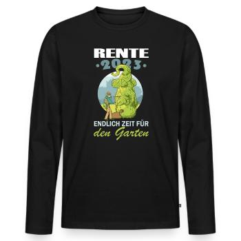 Rente 2023 Endlich Zeit Für Den Garten - Männer Premium Bio Langarmshirt - Schwarz - Vorne - Nico (187cm)