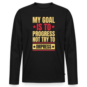 My goal is to make progress - Men's Premium Organic Long Sleeve Shirt - black - Front - Nico (187cm)