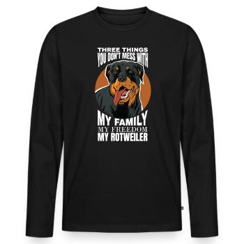 Lie down with my family at my Rottweiler - Men's Premium Organic Long Sleeve Shirt - black - Front - Nico (187cm)