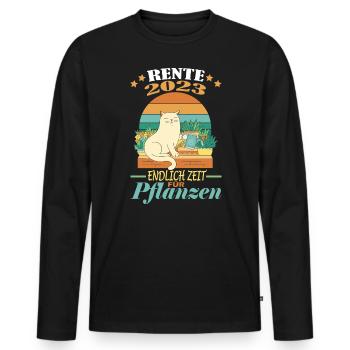 Rente 2023 Endlich Zeit Für Das Pflanzen - Männer Premium Bio Langarmshirt - Schwarz - Vorne - Nico (187cm)