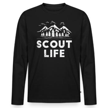 Scout life Hiking in the mountains - Men's Premium Organic Long Sleeve Shirt - black - Front - Nico (187cm)