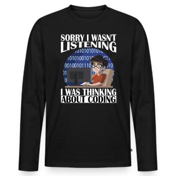 Sorry, I was thinking of coding - Men's Premium Organic Long Sleeve Shirt - black - Front - Nico (187cm)