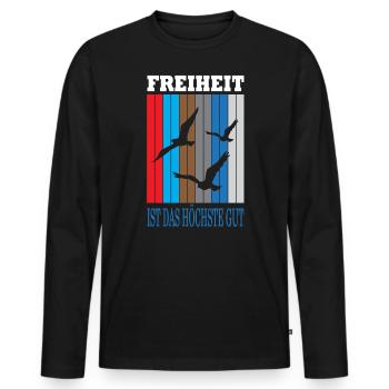 Freedom is the highest good Gift quote - Men's Premium Organic Long Sleeve Shirt - black - Front - Nico (187cm)