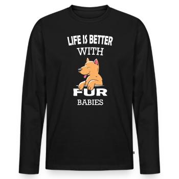 La vie est meilleure avec les chiots à fourrure - T-shirt manches longues Premium bio Homme - noir - Devant - Nico (187cm)