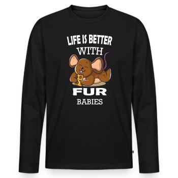 La vie est meilleure avec une souris bébé rat à fourrure - T-shirt manches longues Premium bio Homme - noir - Devant - Nico (187cm)