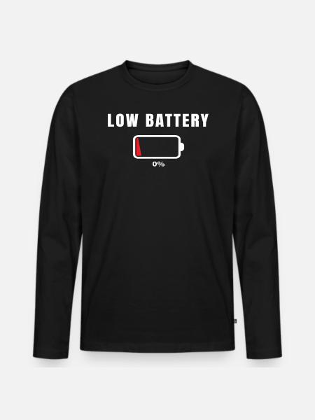 Low battery, please charge - Men's Premium Organic Long Sleeve Shirt - black