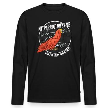 Mon perroquet me possède - T-shirt manches longues Premium bio Homme - noir - Devant - Nico (187cm)
