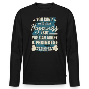 Happiness can be bought. Pekinese - Men's Premium Organic Long Sleeve Shirt - black - Front - Nico (187cm)