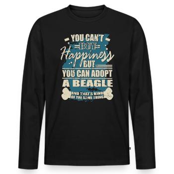 Glück kann man kaufen. Beagle - Männer Premium Bio Langarmshirt - Schwarz - Vorne - Nico (187cm)