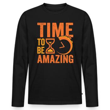 Il est temps d’être incroyable sablier - T-shirt manches longues Premium bio Homme - noir - Devant - Nico (187cm)