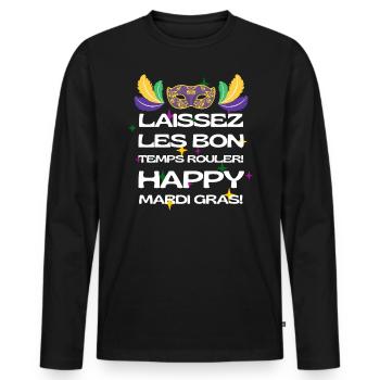 Laissez Les Bon Temps Rouler Happy Carnival - Men's Premium Organic Long Sleeve Shirt - black - Front - Nico (187cm)