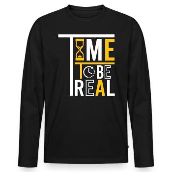 Being a real person - Men's Premium Organic Long Sleeve Shirt - black - Front - Nico (187cm)