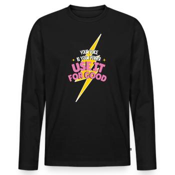 Votre voix est votre force - T-shirt manches longues Premium bio Homme - noir - Devant - Nico (187cm)