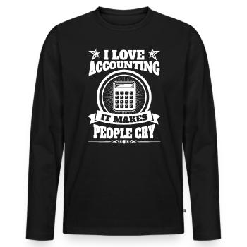 J’adore la comptabilité, ça fait des gens - T-shirt manches longues Premium bio Homme - noir - Devant - Nico (187cm)