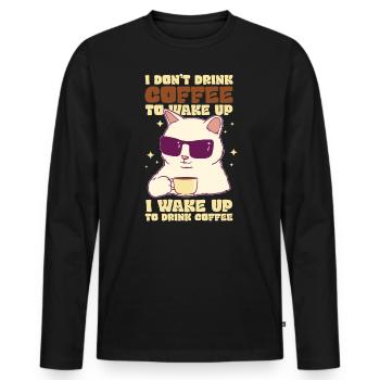 Je ne bois pas de café pour me réveiller - T-shirt manches longues Premium bio Homme - noir - Devant - Nico (187cm)
