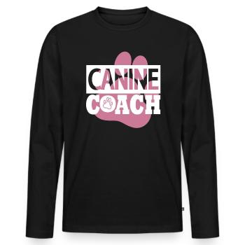 Dog Trainer Dog Paw Print Travailler avec des chiens - T-shirt manches longues Premium bio Homme - noir - Devant - Nico (187cm)
