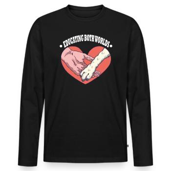 LES DEUX MONDES Pattes de chien Cœur Éduquer - T-shirt manches longues Premium bio Homme - noir - Devant - Nico (187cm)