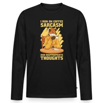I run with coffee sarcasm - Men's Premium Organic Long Sleeve Shirt - black - Front - Nico (187cm)