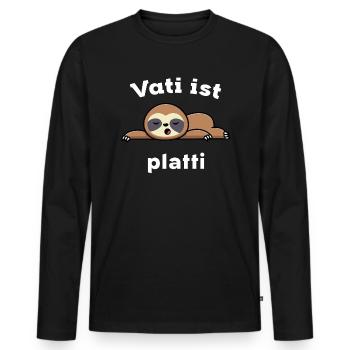 Vati ist Platti Faultier Papa - Männer Premium Bio Langarmshirt - Schwarz - Vorne - Nico (187cm)