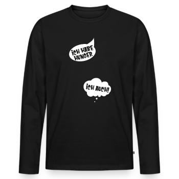 Ich habe Hunger Schwangerschaft verkünden - Männer Premium Bio Langarmshirt - Schwarz - Vorne - Nico (187cm)