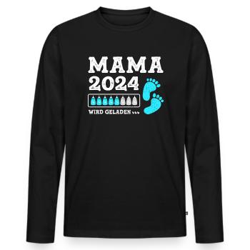 Mutter 2024 Werdende Mama Loading 2024 - Männer Premium Bio Langarmshirt - Schwarz - Vorne - Nico (187cm)