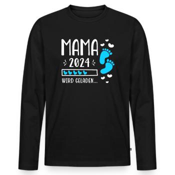 Mutter 2024 Werdende Mama Loading 2024 - Männer Premium Bio Langarmshirt - Schwarz - Vorne - Nico (187cm)
